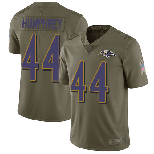 Custom Ravens #44 Marlon Humphrey Olive Men’s Stitched Football Limited 2017 Salute To Service Jersey