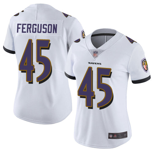 Custom Ravens #45 Jaylon Ferguson White Women’s Stitched Football Vapor Untouchable Limited Jersey