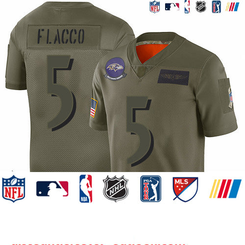 Custom Ravens #5 Joe Flacco Camo Youth Stitched Football Limited 2019 Salute to Service Jersey