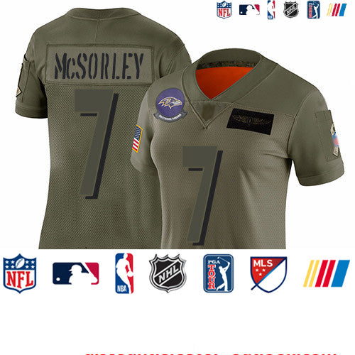Custom Ravens #7 Trace McSorley Camo Women’s Stitched Football Limited 2019 Salute to Service Jersey