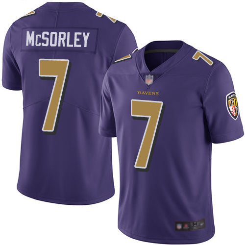 Custom Ravens #7 Trace McSorley Purple Men’s Stitched Football Limited Rush Jersey
