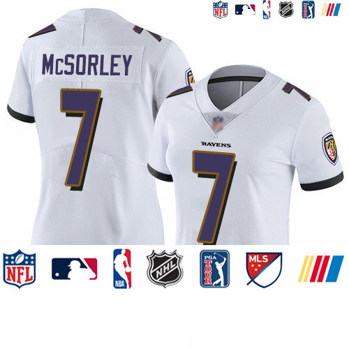 Custom Ravens #7 Trace McSorley White Women’s Stitched Football Vapor Untouchable Limited Jersey