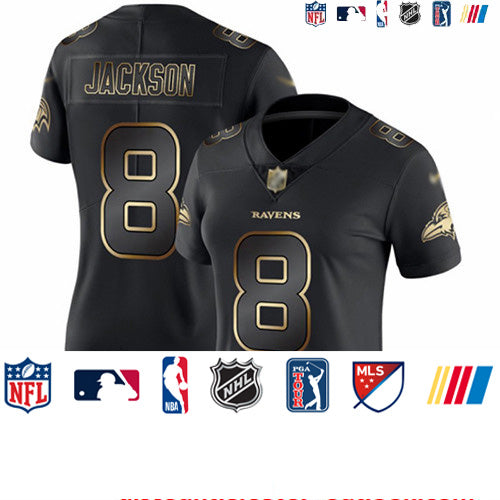 Custom Ravens #8 Lamar Jackson Black Gold Women’s Stitched Football Vapor Untouchable Limited Jersey
