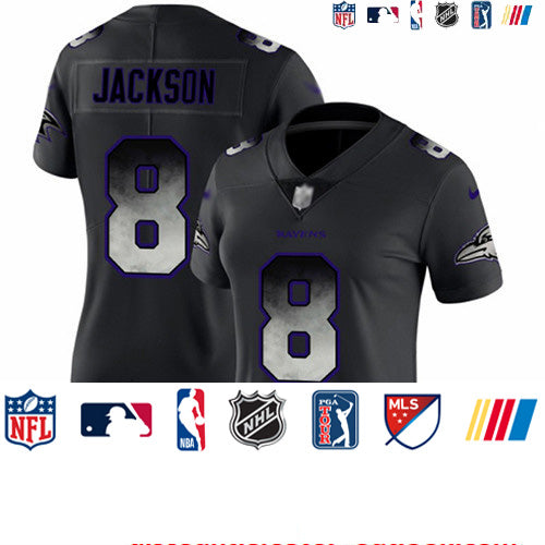 Custom Ravens #8 Lamar Jackson Black Women’s Stitched Football Vapor Untouchable Limited Smoke Fashion Jersey