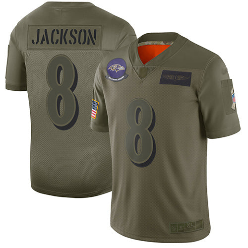 Custom Ravens #8 Lamar Jackson Camo Men’s Stitched Football Limited 2019 Salute To Service Jersey