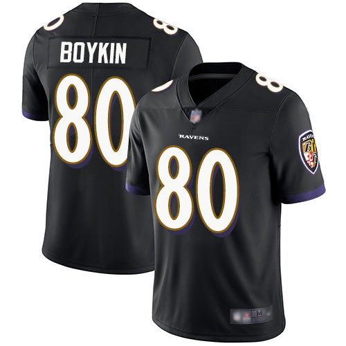 Custom Ravens #80 Miles Boykin Black Alternate Men’s Stitched Football Vapor Untouchable Limited Jersey