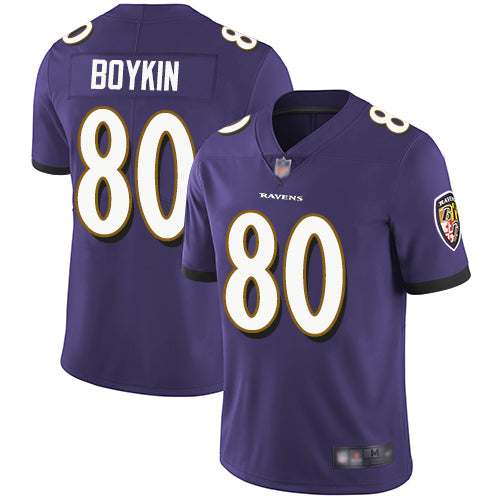 Custom Ravens #80 Miles Boykin Purple Team Color Men’s Stitched Football Vapor Untouchable Limited Jersey