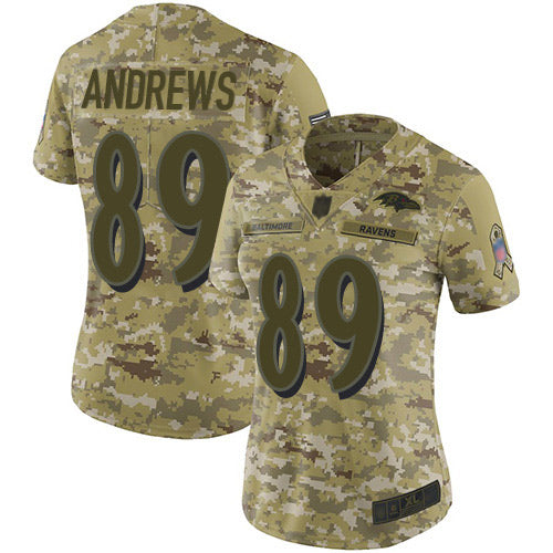 Custom Ravens #89 Mark Andrews Camo Women’s Stitched Football Limited 2018 Salute to Service Jersey