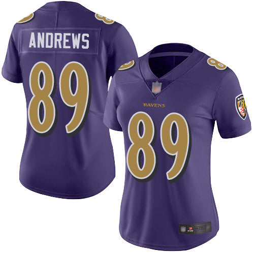 Custom Ravens #89 Mark Andrews Purple Women’s Stitched Football Limited Rush Jersey