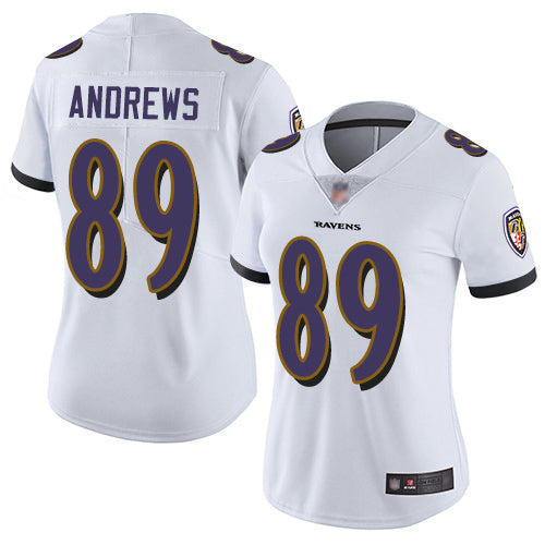 Custom Ravens #89 Mark Andrews White Women’s Stitched Football Vapor Untouchable Limited Jersey