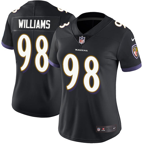 Custom Ravens #98 Brandon Williams Black Alternate Women’s Stitched Football Limited Vapor Untouchable Limited Jersey