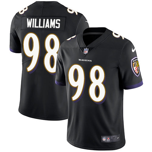 Custom Ravens #98 Brandon Williams Black Alternate Youth Stitched Football Vapor Untouchable Limited Jersey