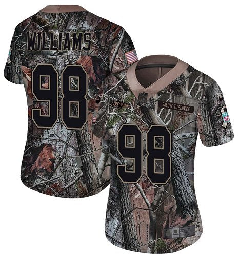 Custom Ravens #98 Brandon Williams Camo Women’s Stitched Football Limited Rush Realtree Jersey