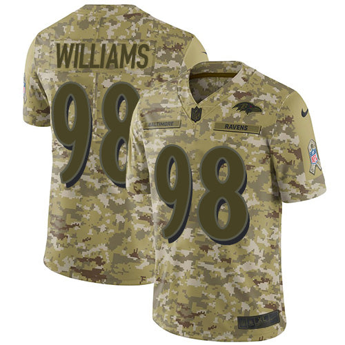 Custom Ravens #98 Brandon Williams Camo Youth Stitched Football Limited 2018 Salute to Service Jersey