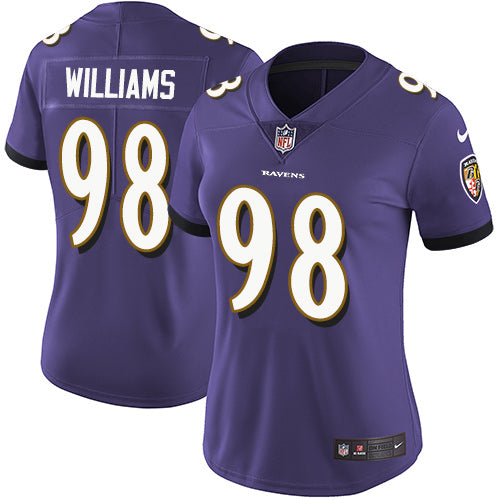 Custom Ravens #98 Brandon Williams Purple Team Color Women’s Stitched Football Limited Vapor Untouchable Limited Jersey