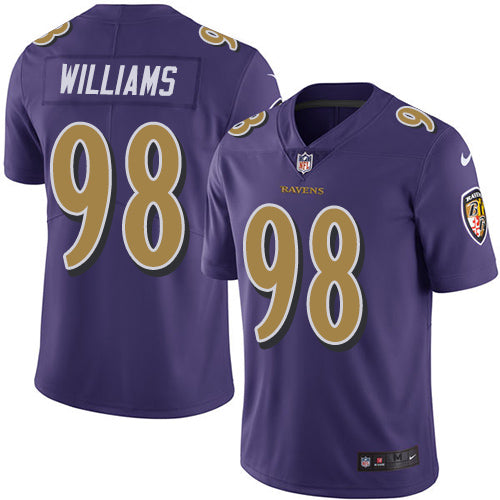 Custom Ravens #98 Brandon Williams Purple Youth Stitched Football Limited Rush Jersey