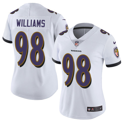 Custom Ravens #98 Brandon Williams White Women’s Stitched Football Limited Vapor Untouchable Limited Jersey