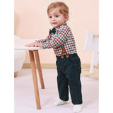 SANMIOI Infant Baby Boy Clothes 0-24 Months Gentleman's Suit Outfit Formal Shirt Suspender Pants Hat Bowtie