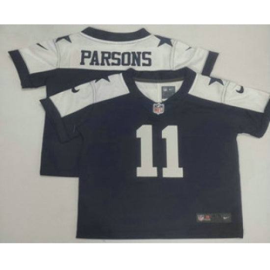 Custom Toddler Dallas Cowboys #11 Micah Parsons Blue Thanksgiving Vapor Limited Stitched Jersey