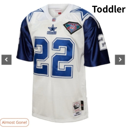 Custom Toddler Dallas Cowboys 22 Emmitt Smith 75th Throwback Jerseys White Mitchellandness Jerseys