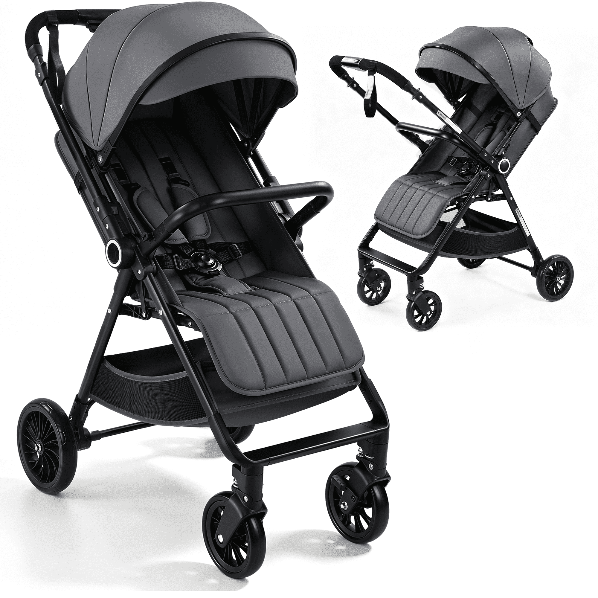 Vomeast Lightweight Stroller, Foldable Baby Stroller with Reversible Handle & One-Hand Fold for Travel, GrayVomeast Lightweight Stroller, Foldable Baby Stroller with Reversible Handle & One-Hand Fold for Travel, Gray