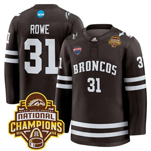 Custom Western Michigan Broncos #31 Cameron Rowe 2025 National Champions Patch Premium Jersey All Stitched