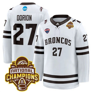 Custom Western Michigan Broncos #27 Dan Dorion 2025 National Champions Patch Premium Jersey All Stitched