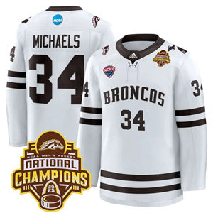 Custom Western Michigan Broncos #34 Owen Michaels 2025 National Champions Patch Premium Jersey All Stitched