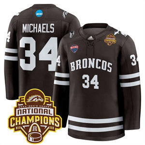Custom Western Michigan Broncos #34 Owen Michaels 2025 National Champions Patch Premium Jersey All Stitched