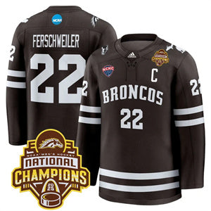 Custom Western Michigan Broncos #22 Pat Ferschweiler 2025 National Champions Patch Premium Jersey All Stitched
