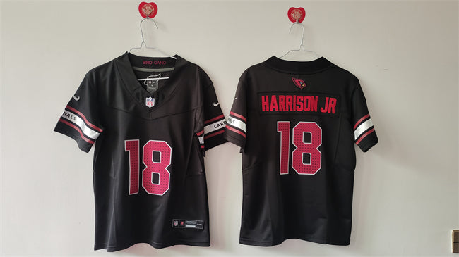 Custom Women’s Arizona Cardinals #18 Marvin Harrison Jr Black 2024 F.U.S.E Stitched Jersey(Run Small)