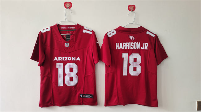 Custom Women’s Arizona Cardinals #18 Marvin Harrison Jr Red 2024 F.U.S.E Stitched Jersey(Run Small)