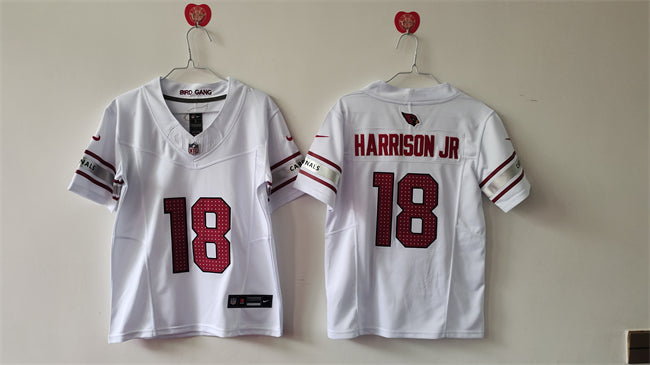 Custom Women’s Arizona Cardinals #18 Marvin Harrison Jr White 2024 F.U.S.E Stitched Jersey(Run Small)