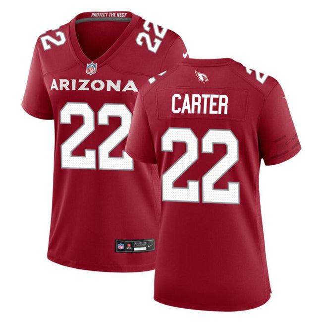Custom Women’s Arizona Cardinals #22 Michael Carter Red 2023 Stitched Jersey(Run Small)