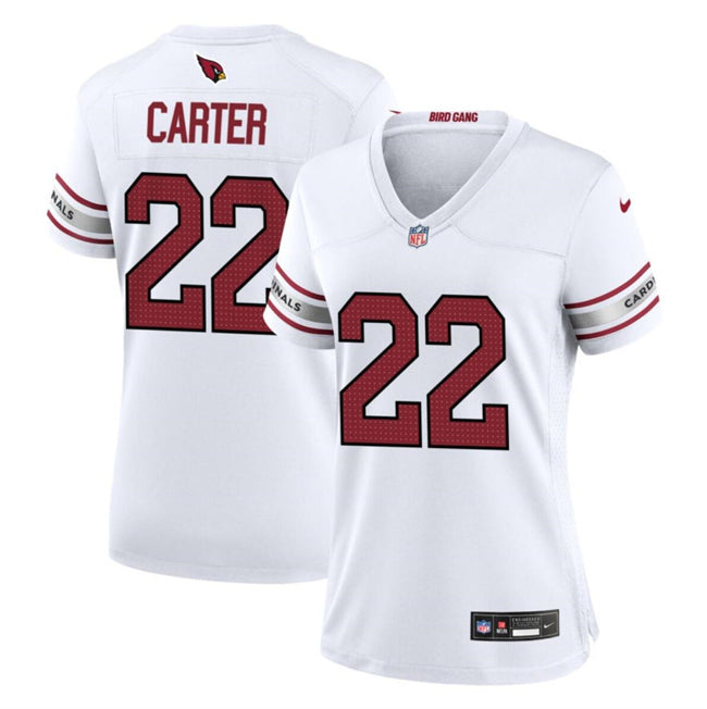 Custom Women’s Arizona Cardinals #22 Michael Carter White 2023 Stitched Jersey(Run Small)