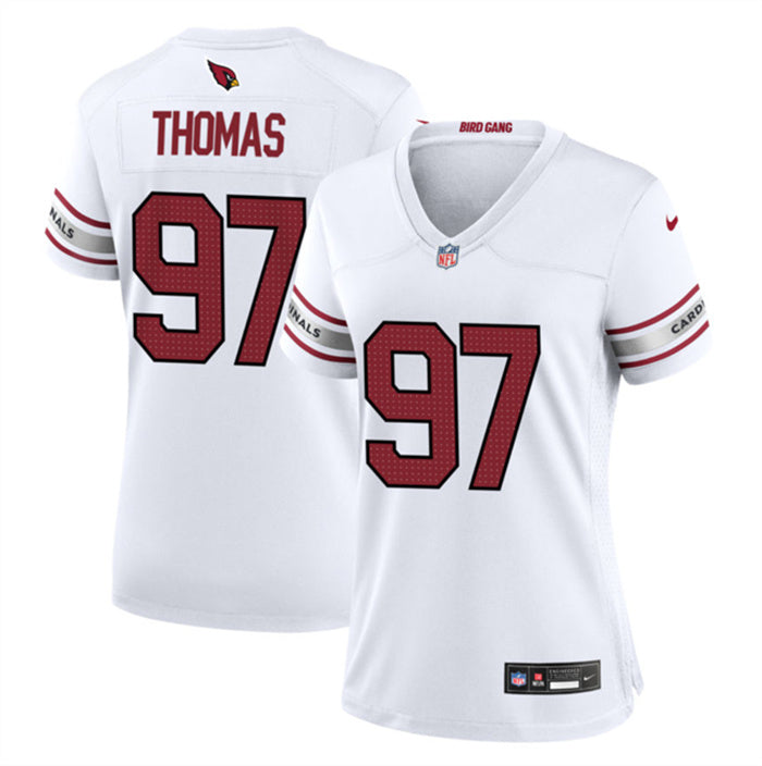 Custom Women’s Arizona Cardinals #97 Cameron Thomas White 2023 Stitched Jersey(Run Small)