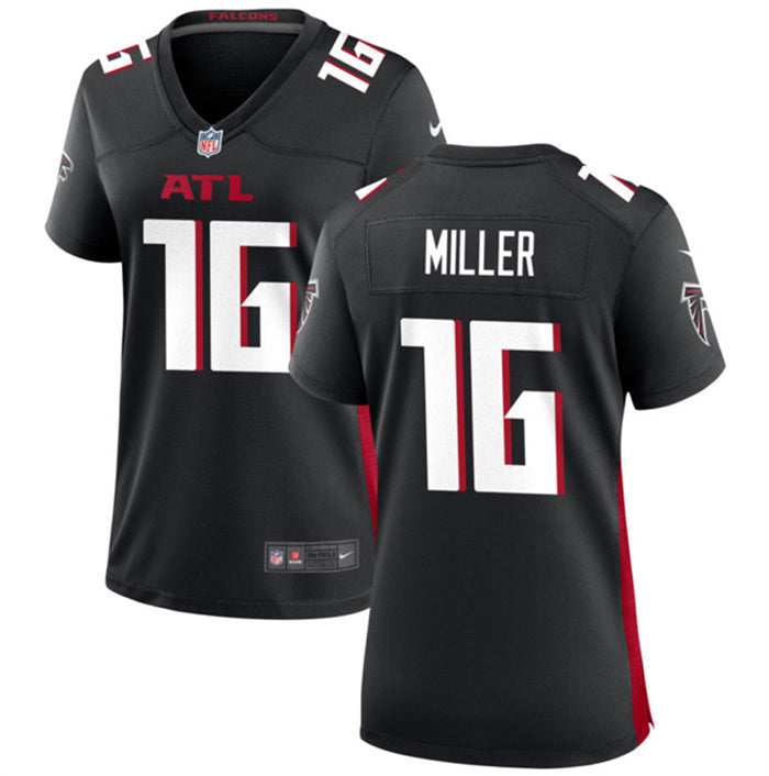 Custom Women’s Atlanta Falcons #16 Scott Miller Black Stitched Jersey(Run Small)