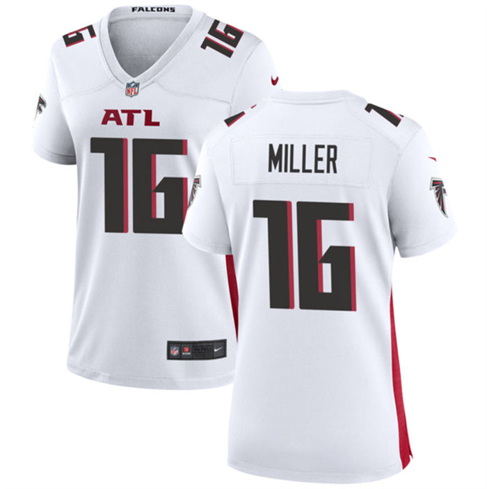 Custom Women’s Atlanta Falcons #16 Scott Miller White Stitched Jersey(Run Small)