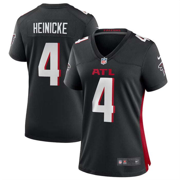 Custom Women’s Atlanta Falcons #4 Taylor Heinicke Black Stitched Jersey(Run Small)