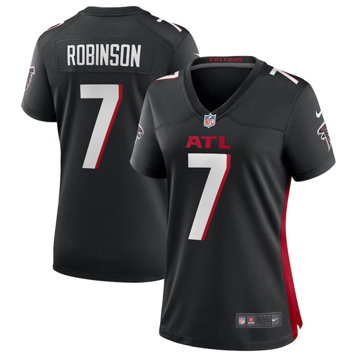 Custom Women’s Atlanta Falcons #7 Bijan Robinson Black 2023 Draft Stitched Jersey(Run Small)