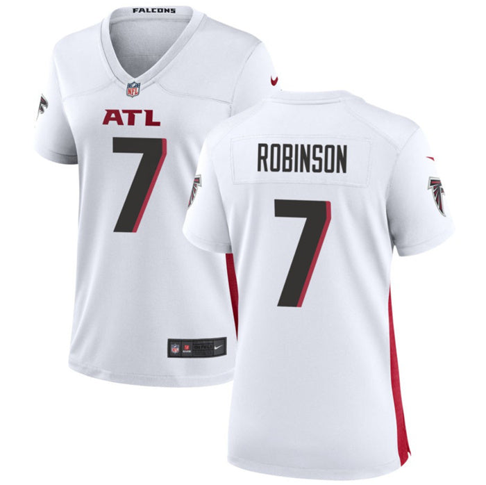 Custom Women’s Atlanta Falcons #7 Bijan Robinson White Stitched Jersey(Run Small)