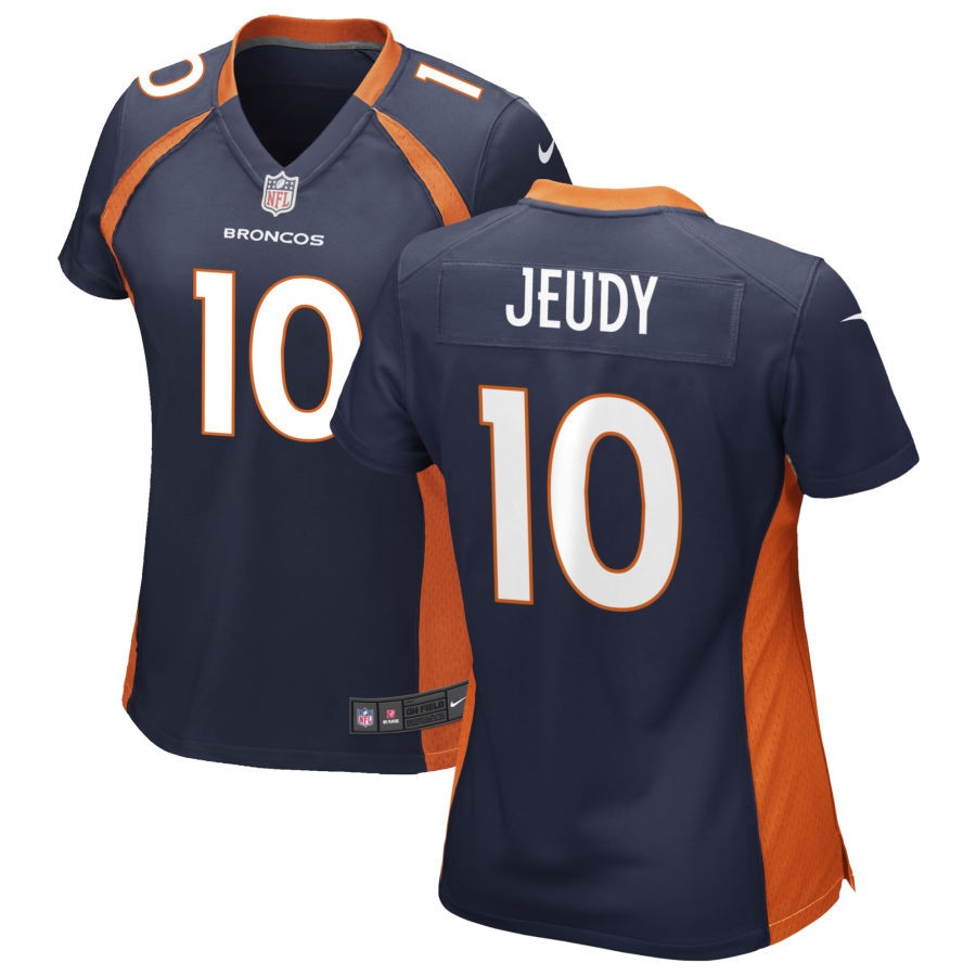 Custom Women’s Broncos #10 Jerry Jeudy Navy Blue Alternate Stitched Season Vapor Untouchable Limited Jersey