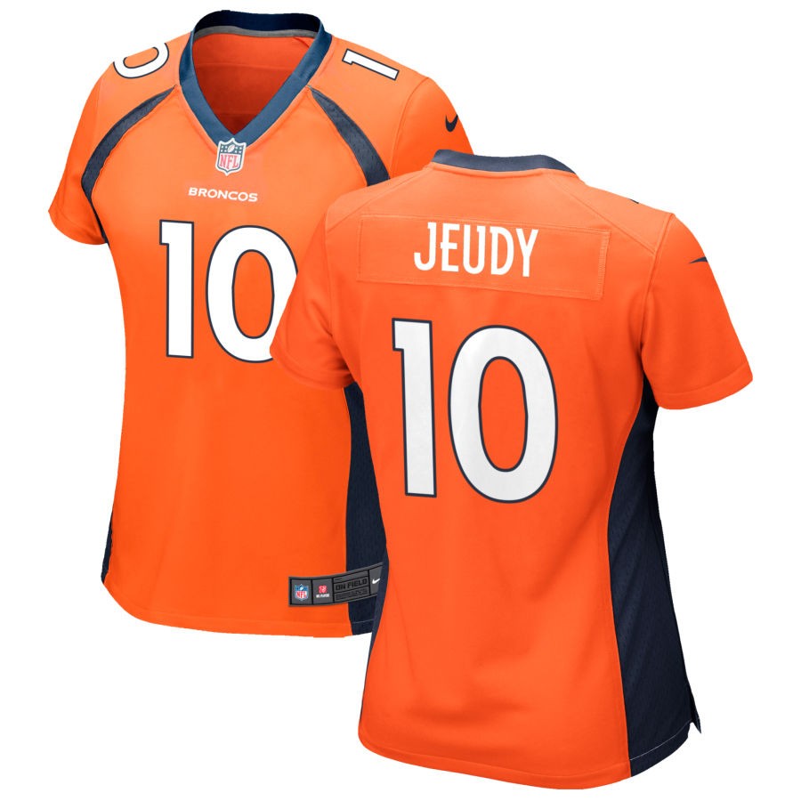 Custom Women’s Broncos #10 Jerry Jeudy Navy Orange Alternate Stitched Season Vapor Untouchable Limited Jersey
