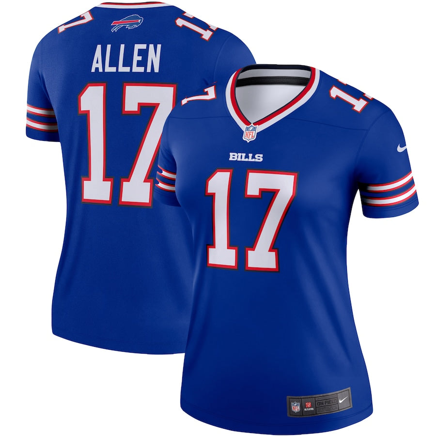 Custom Women’s Buffalo Bills #17 Josh Allen Royal With C Patch Limited Stitched Jersey