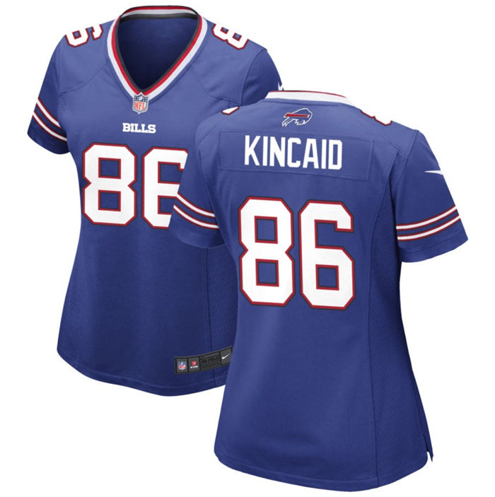 Custom Women’s Buffalo Bills #86 Dalton Kincaid Blue Stitched Game Jersey(Run Small)