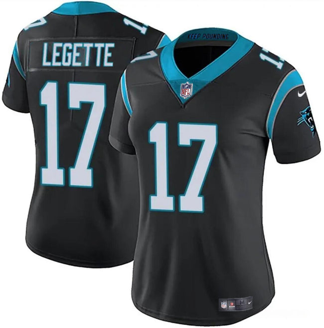 Custom Women’s Carolina Panthers #17 Xavier Legette Black Vapor Stitched Jersey(Run Small)