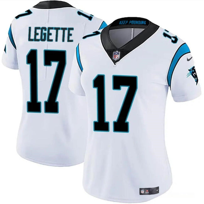 Custom Women’s Carolina Panthers #17 Xavier Legette White Vapor Stitched Jersey(Run Small)