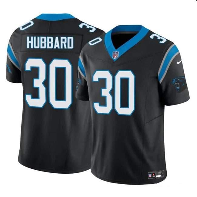 Custom Women’s Carolina Panthers #30 Chuba Hubbard Black Stitched Jersey(Run Small)