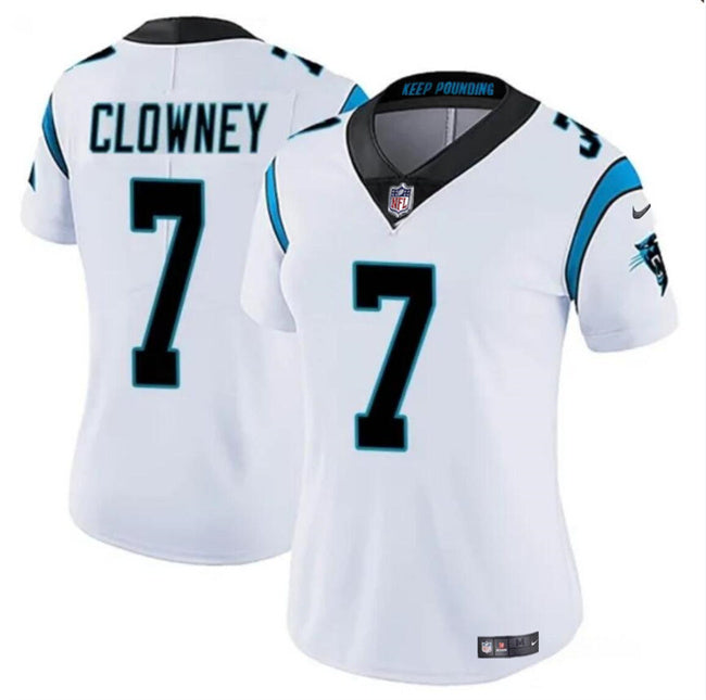 Custom Women’s Carolina Panthers #7 Jadeveon Clowney White Stitched Jersey(Run Small)