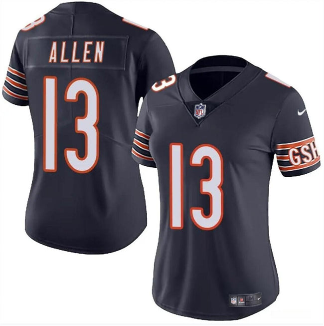 Custom Women’s Chicago Bears #13 Keenan Allen Navy 2024 Vapor Stitched Jersey(Run Small)